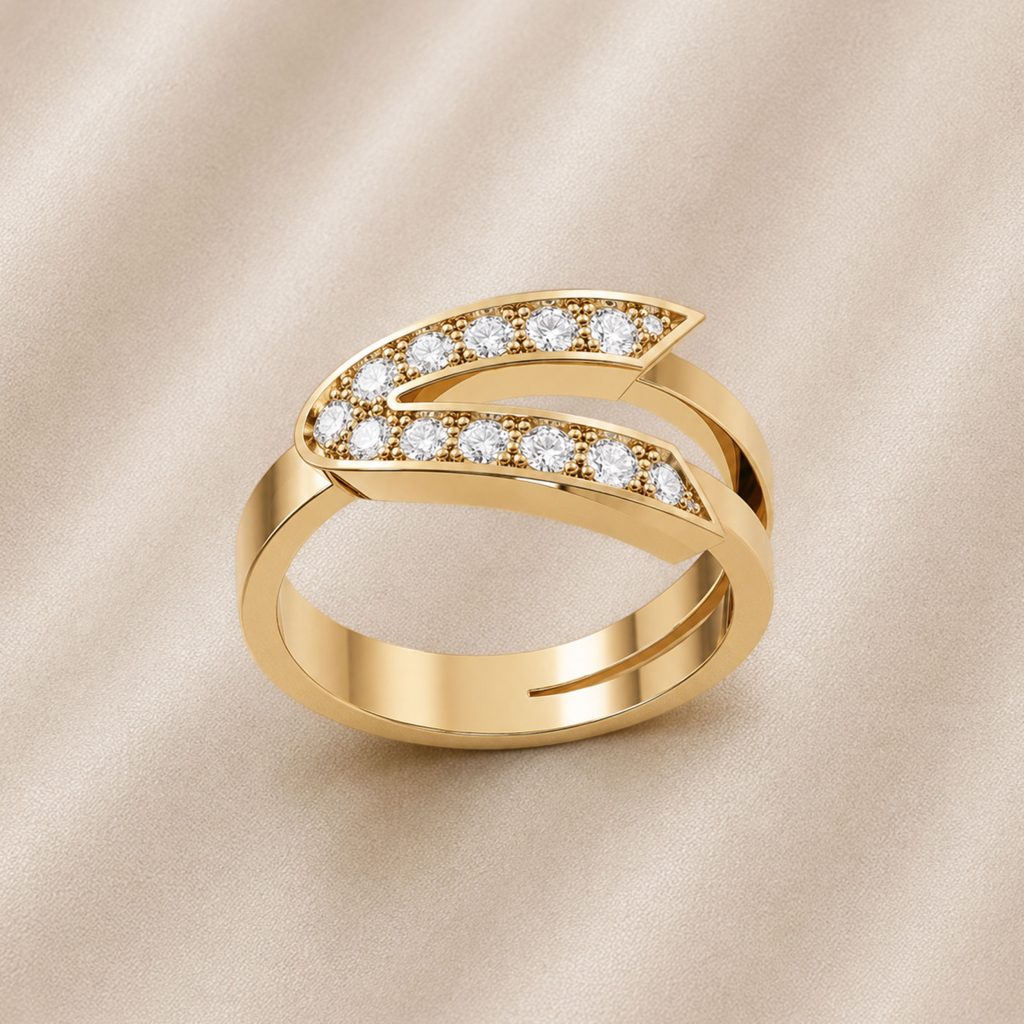 Alternative view of Bague Arrow Grand Modèle Diamants